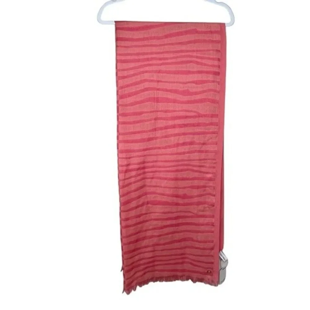Calvin Klein Scarf Animal Stripes Lightweight Spring Summer Salmon Pink 29x70